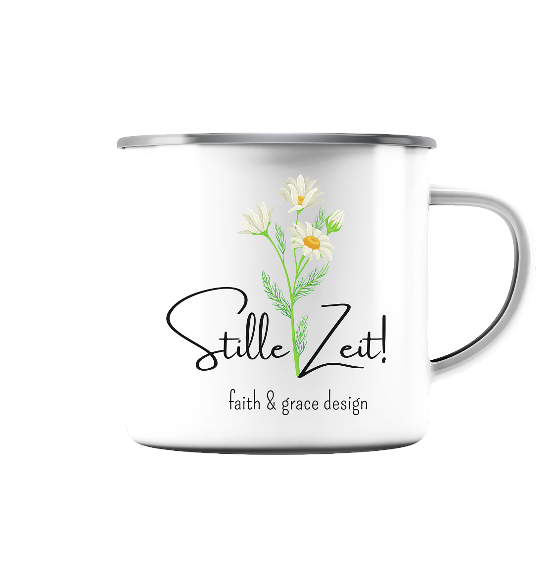 Stille Zeit Tasse - Emaille Tasse (Silber)